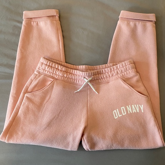 Old Navy Girls L PLUS Fleece Joggers Sweatpants PINK Logo - Picture 2 of 5
